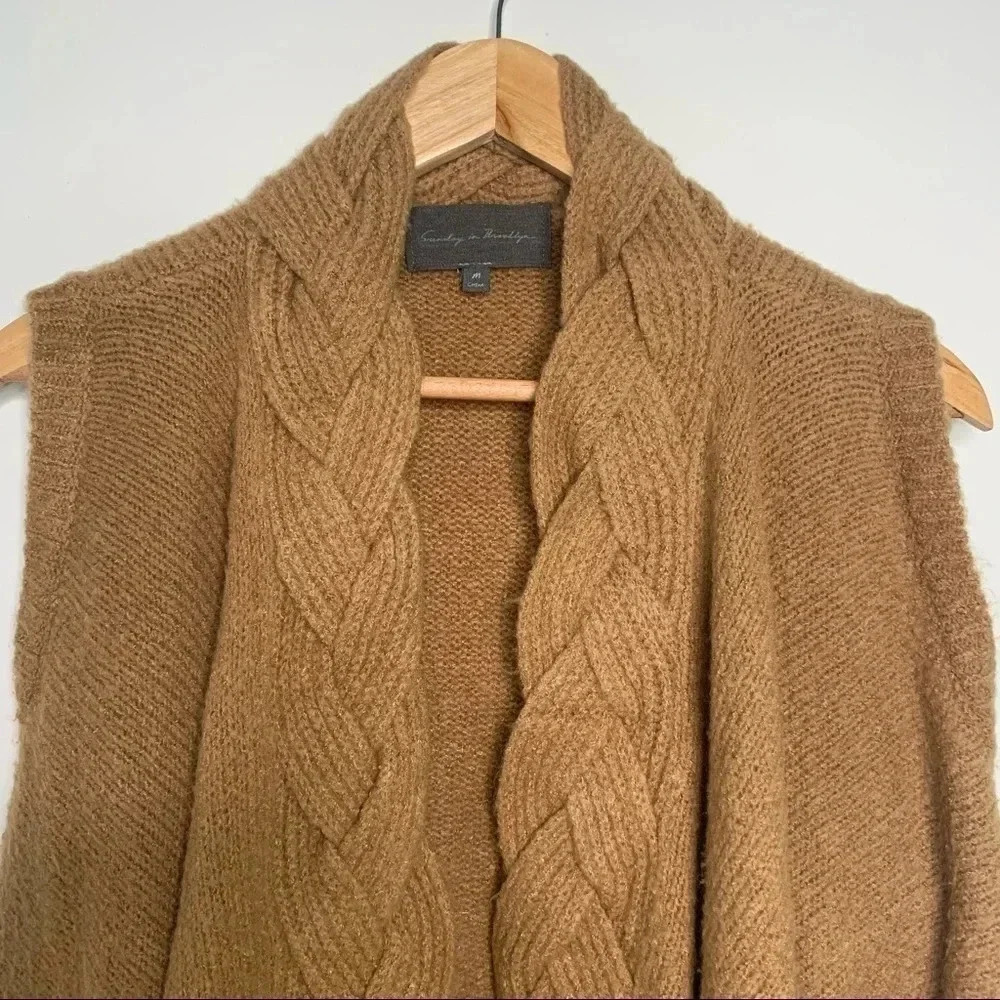 Anthropologie Sunday in Brooklyn Braided Open Sweater Vest Size Medium - Picture 7 of 10